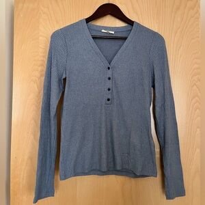 Madewell Blue Ribbed Long Sleeve Top
